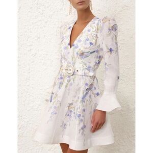 NWOT ZIMMERMANN Natura Blue Birds Mini Dress - Size 0AU